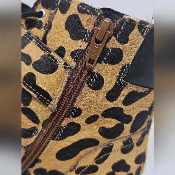 Topshop Leopard Print Pony Skin Ankle Boots  Buckles Biker Zip Size US 6.5 EU 37 - Picture 8 of 14